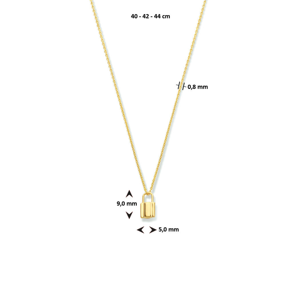 Clavella - Gouden Dames Ketting 14K Geelgoud - Slot Hanger Afmeting