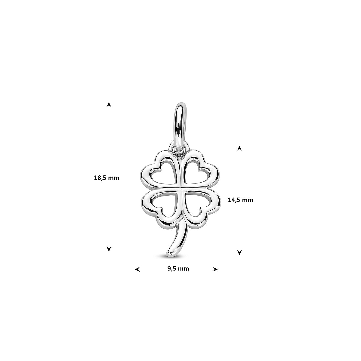 Clovera – Klavertje Hanger – 925 Zilver Afmeting