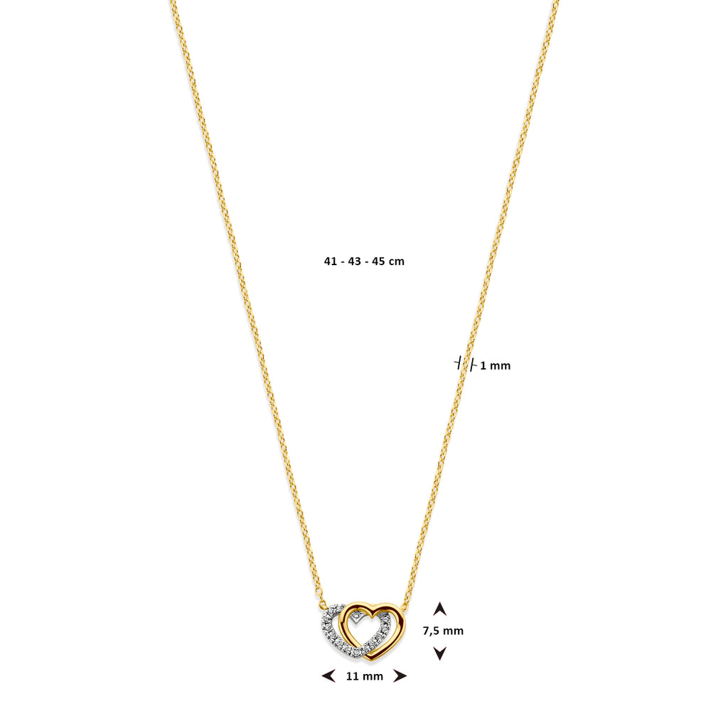 Cordiana - Gouden Dames Ketting 14K Geelgoud - Diamant Hart Afmeting