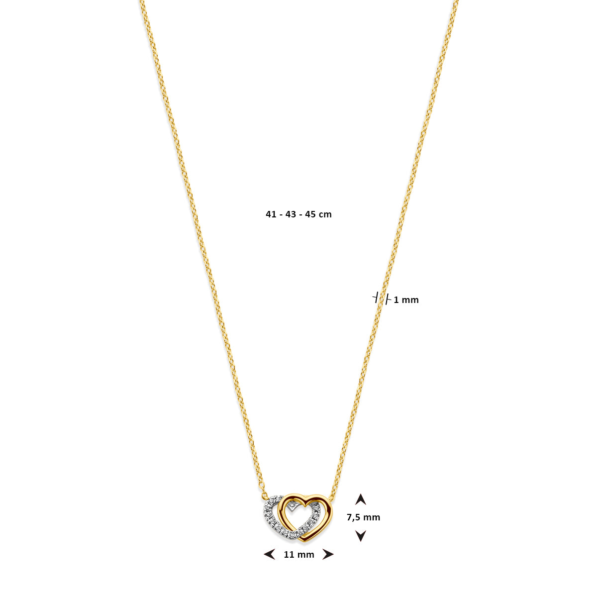 Cordiana - Gouden Dames Ketting 14K Geelgoud - Diamant Hart Afmeting