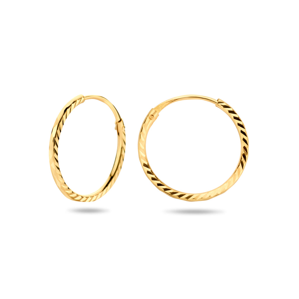 Diamora - Gouden Oorringen 14K Geelgoud - Gediamanteerd 10mm