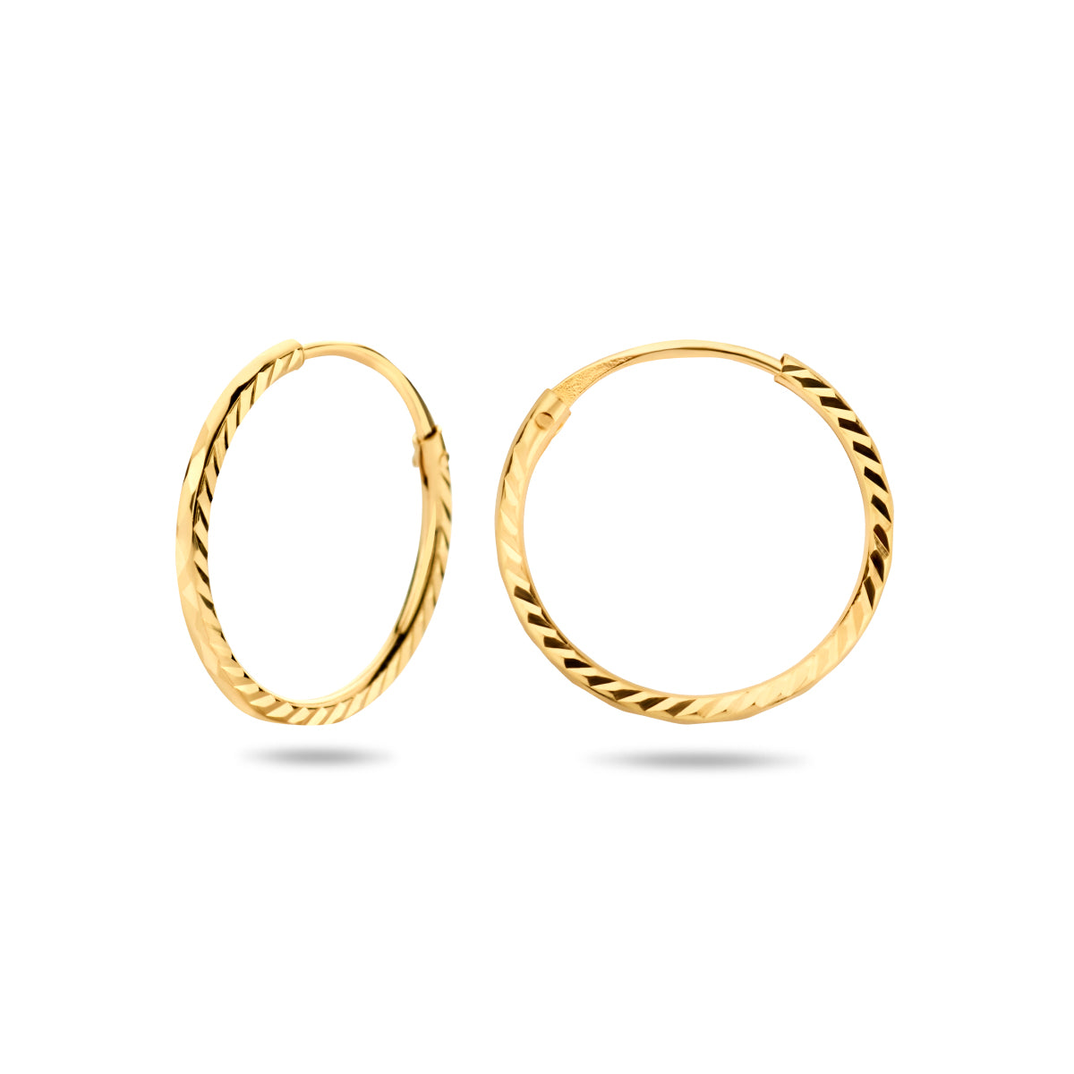 Diamora - Gouden Oorringen 14K Geelgoud - Gediamanteerd 10mm