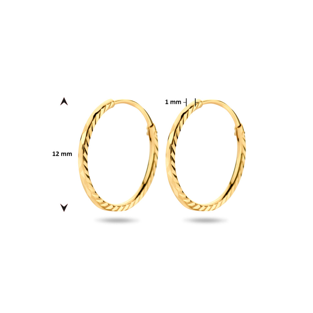 Diamora - Gouden Oorringen 14K Geelgoud - Gediamanteerd 12mm Afmeting