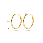 Diamora - Gouden Oorringen 14K Geelgoud - Gediamanteerd 12mm Afmeting