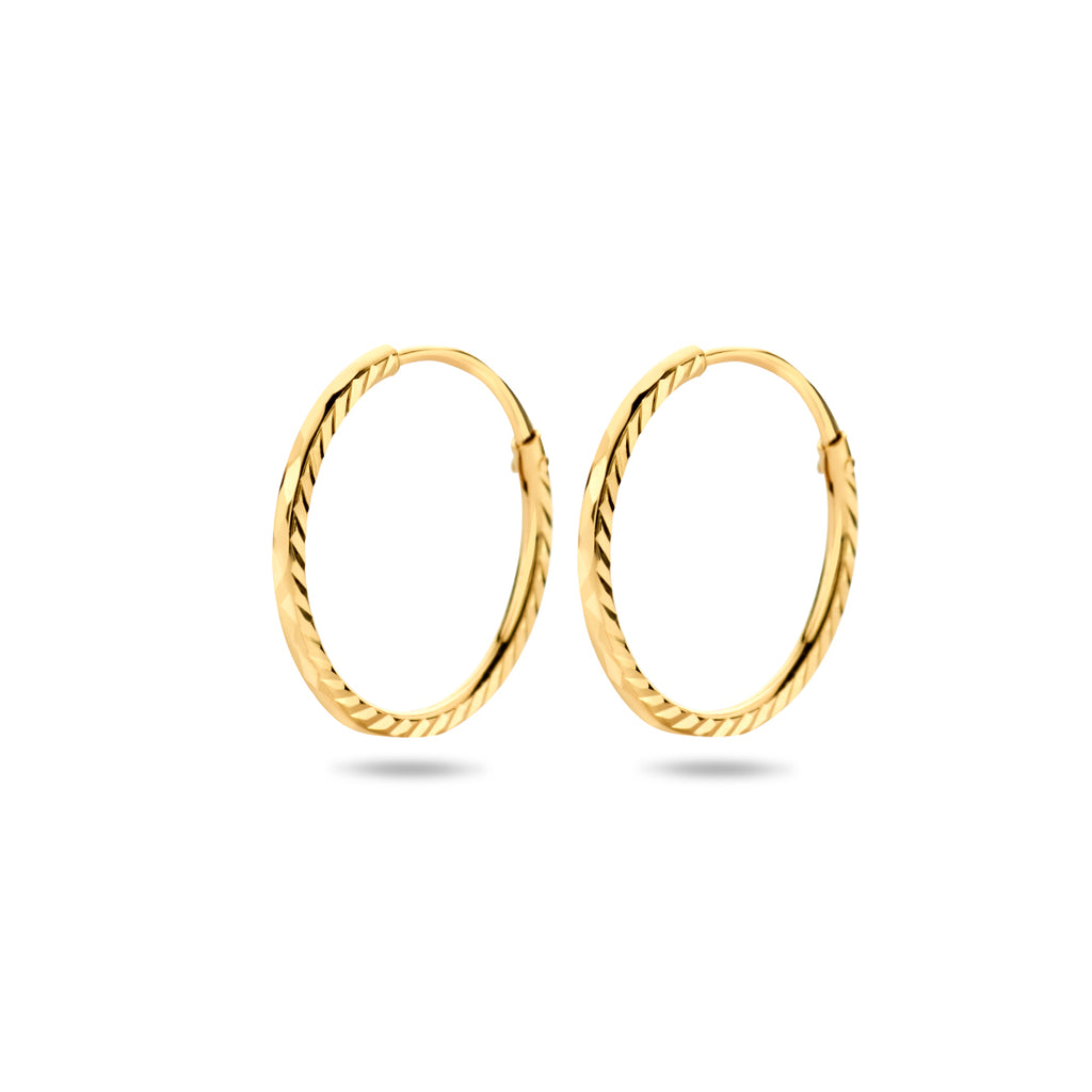 Diamora - Gouden Oorringen 14K Geelgoud - Gediamanteerd 14mm