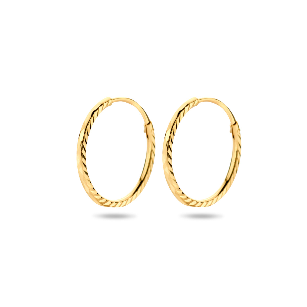 Diamora - Gouden Oorringen 14K Geelgoud - Gediamanteerd 14mm