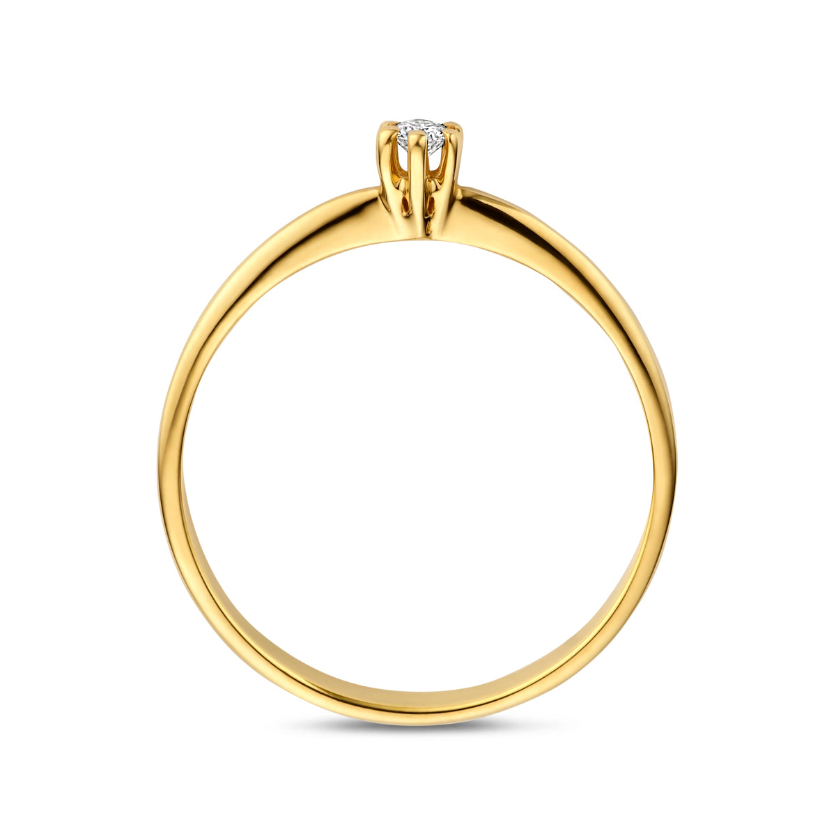 Estellara - Gouden Dames Ring 14K Geelgoud - Lab Diamant Zijkant