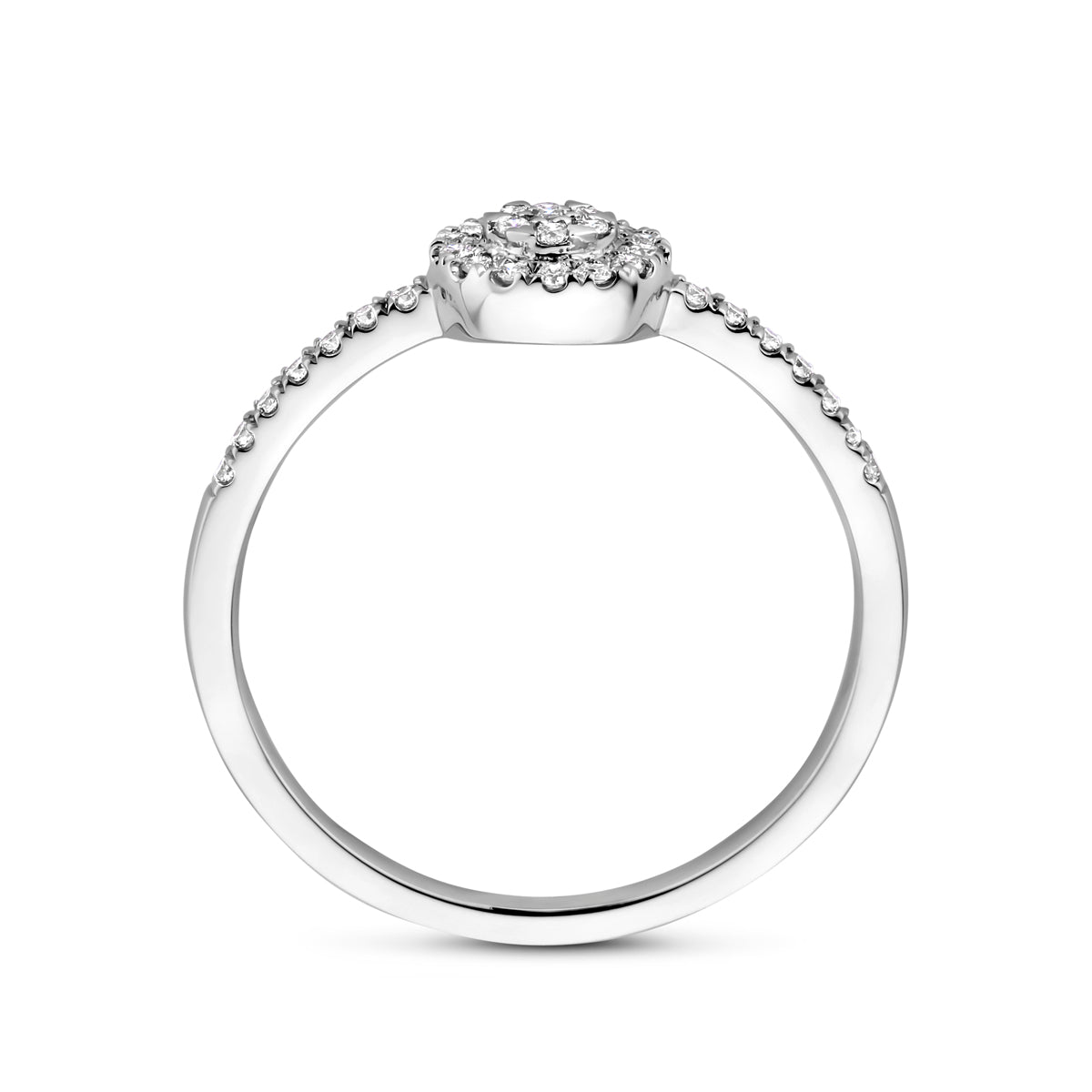 Evadora - Verlovingsring Diamant 14K Witgoud - Aanzoeksring Zijkant