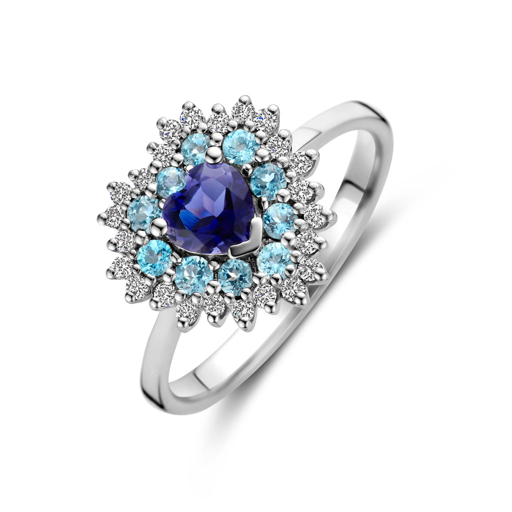 Isadora - Hart Ring Edelstenen Diamant - 14K Witgoud