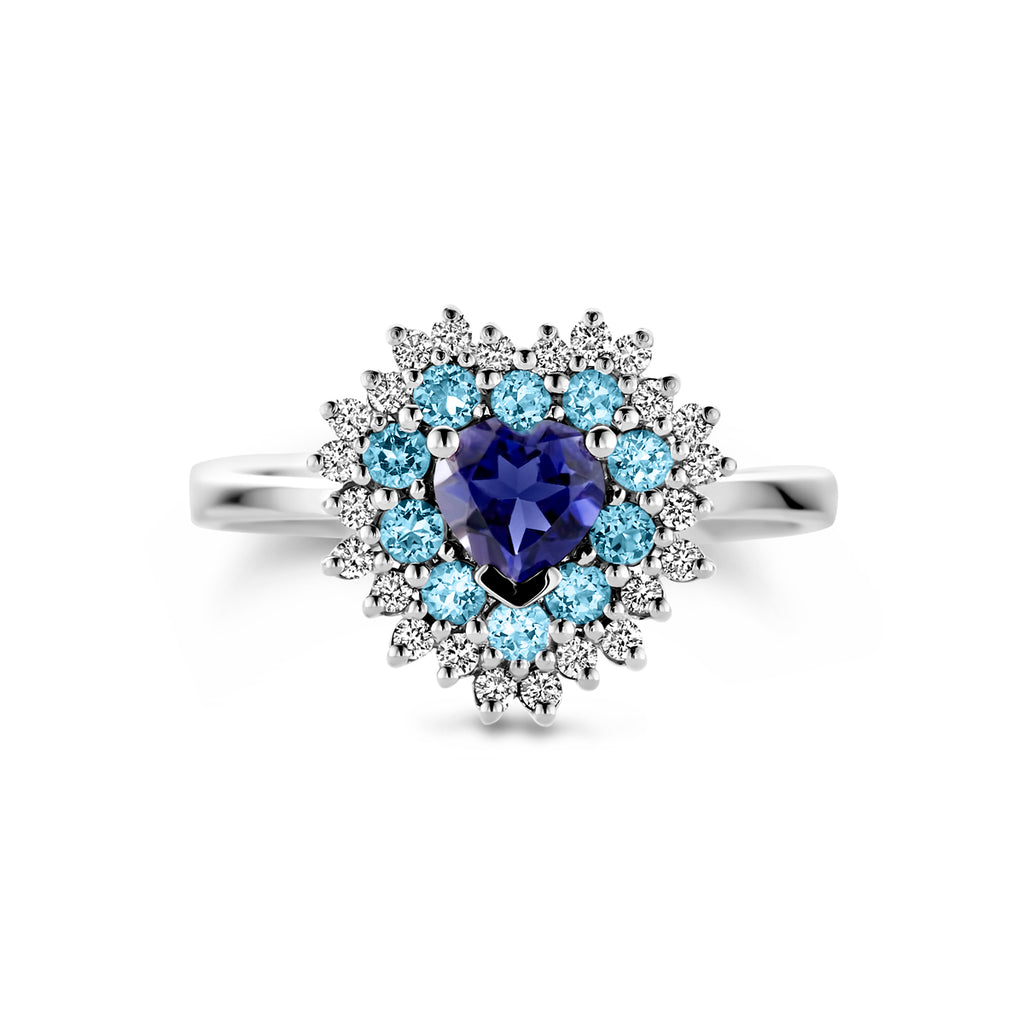 Isadora - Hart Ring Edelstenen Diamant - 14K Witgoud Bovenkant