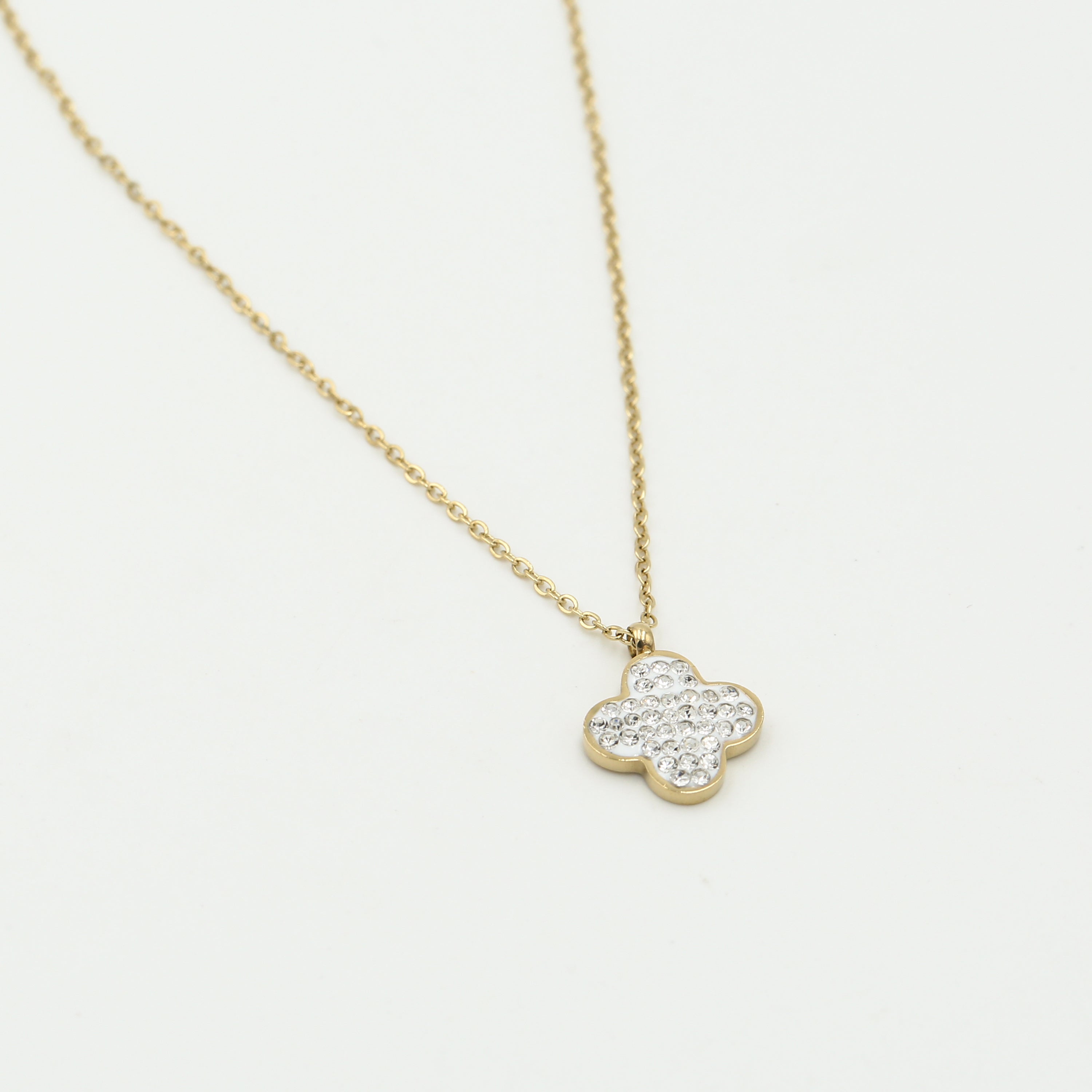 Klaver ketting met steentjes