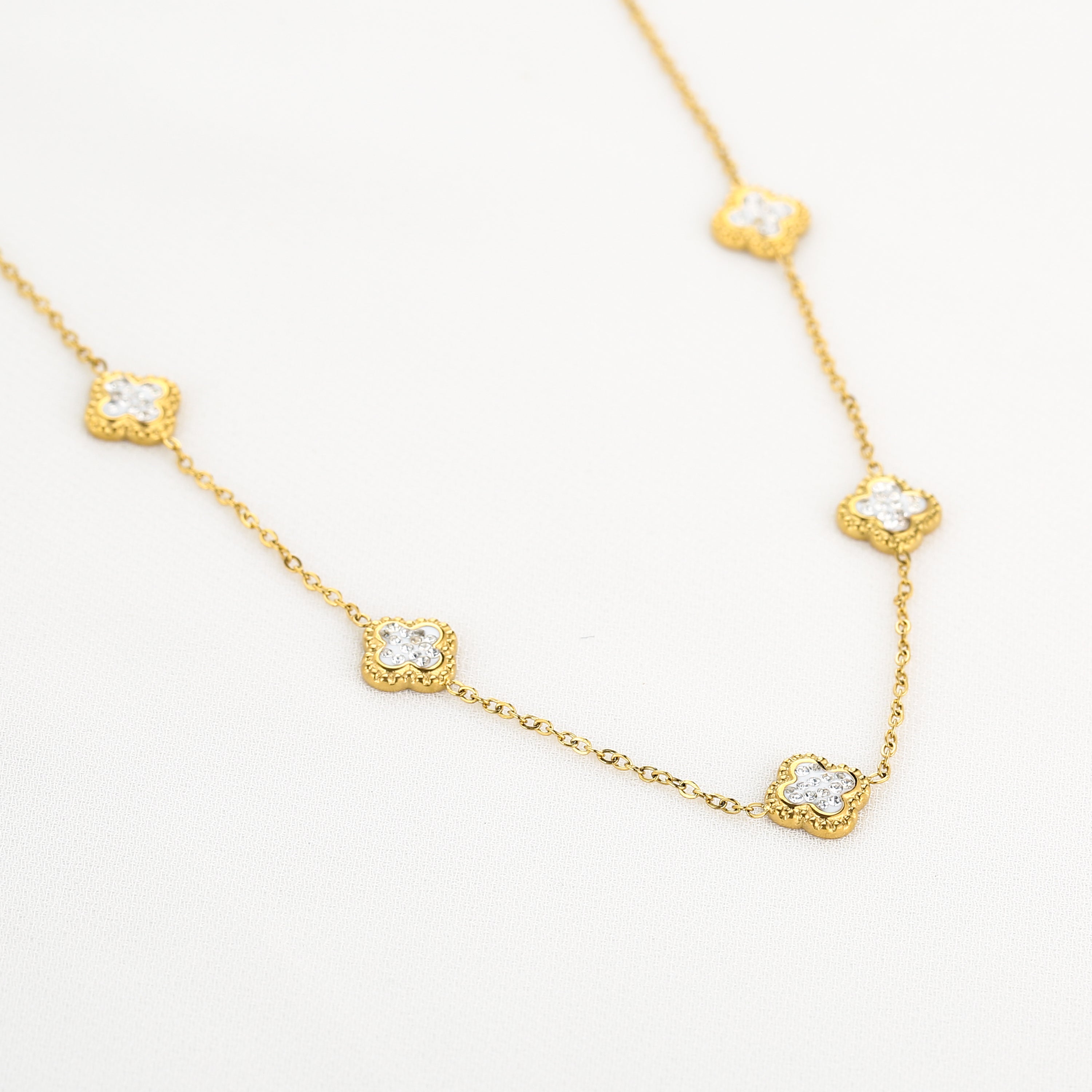 Klaver ketting met steentjes