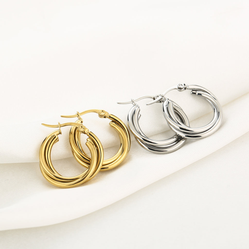 Liora - Twisted Hoops Oorbellen Goud - Stainless Steel