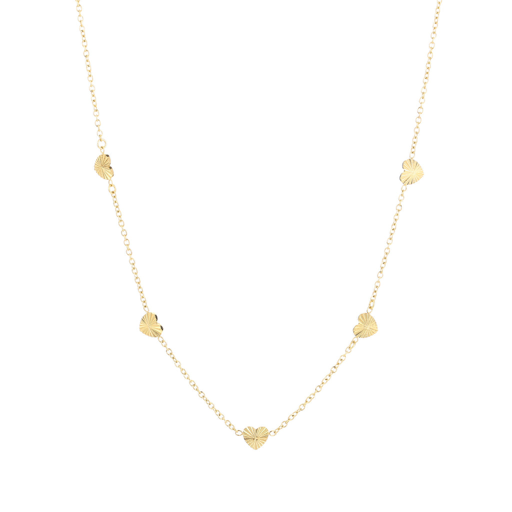 Valentara - Gouden Hartjes Ketting - Stainless Steel