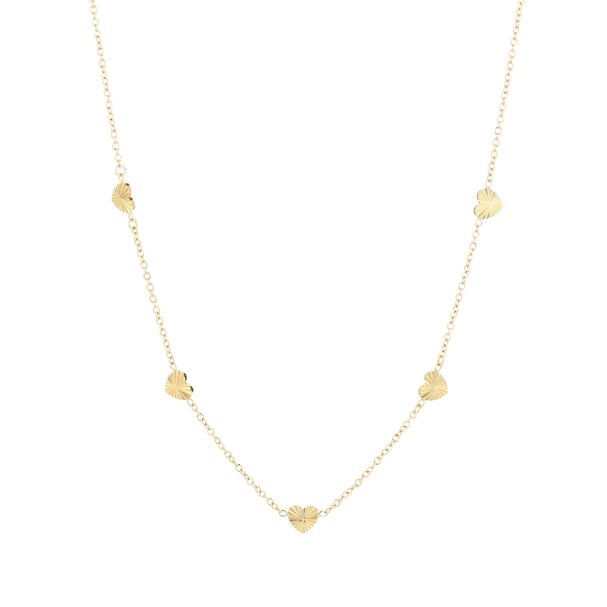 Valentara - Gouden Hartjes Ketting - Stainless Steel