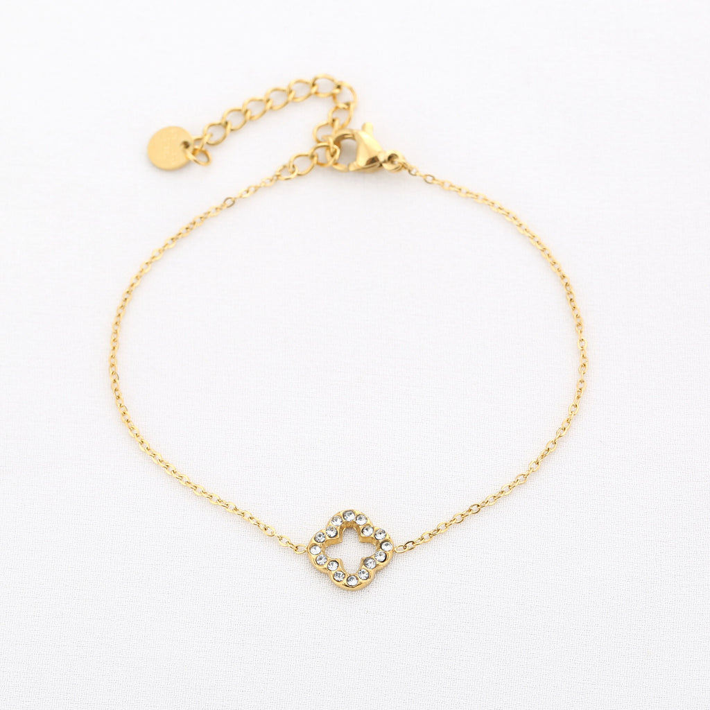 Felicity - Klaver Armband Zirkonia - Stainless Steel