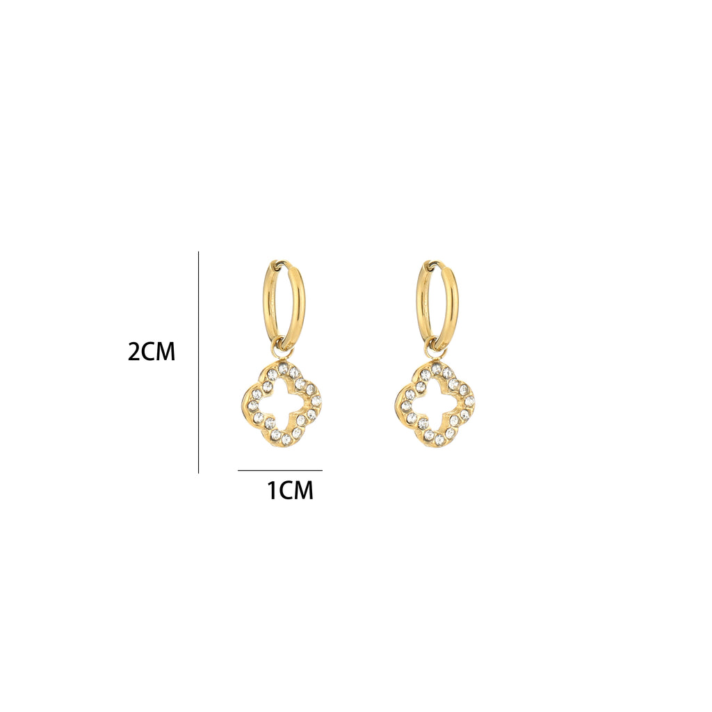 Vivienne - Klaver Oorbellen Zirkonia - Stainless Steel