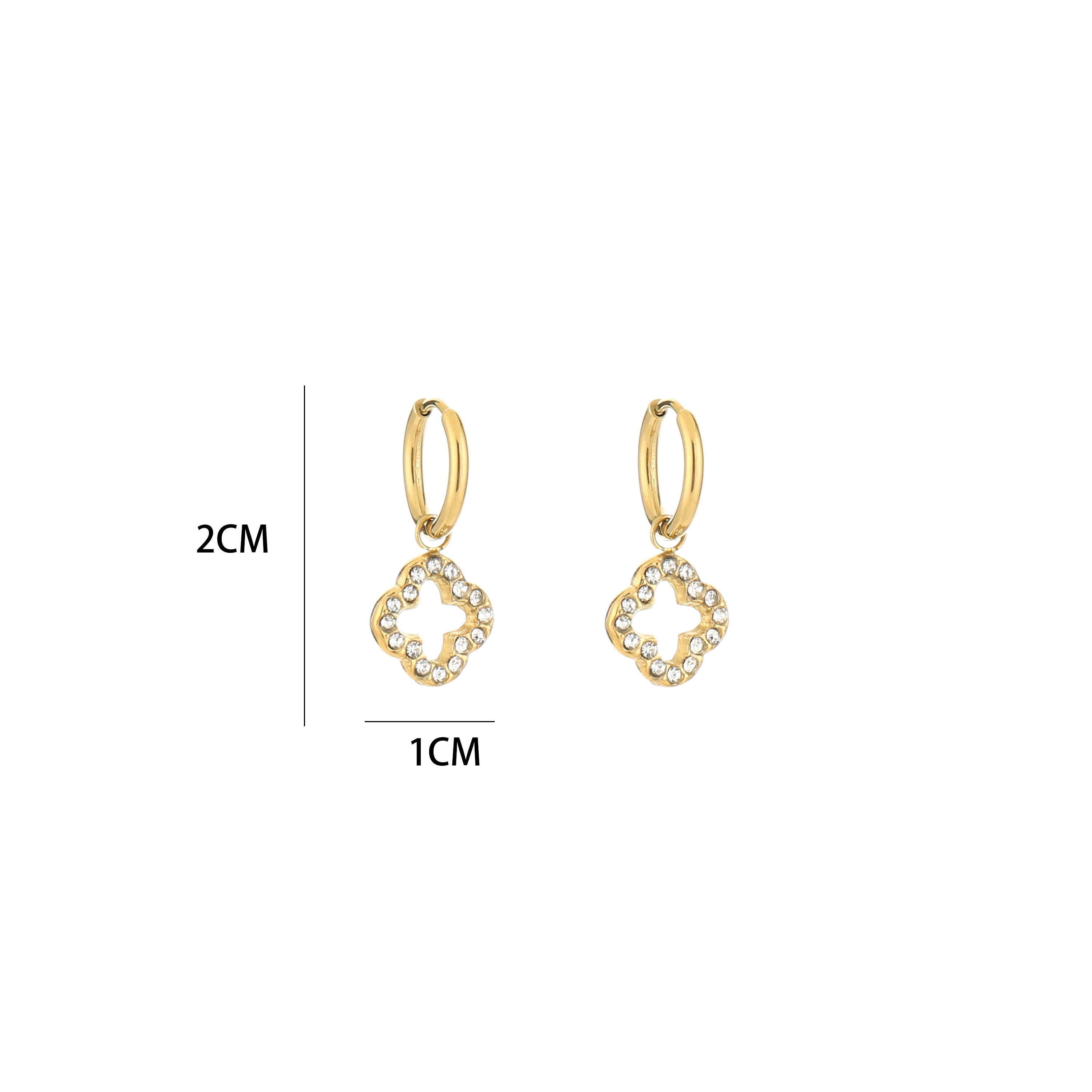 Vivienne - Klaver Oorbellen Zirkonia - Stainless Steel