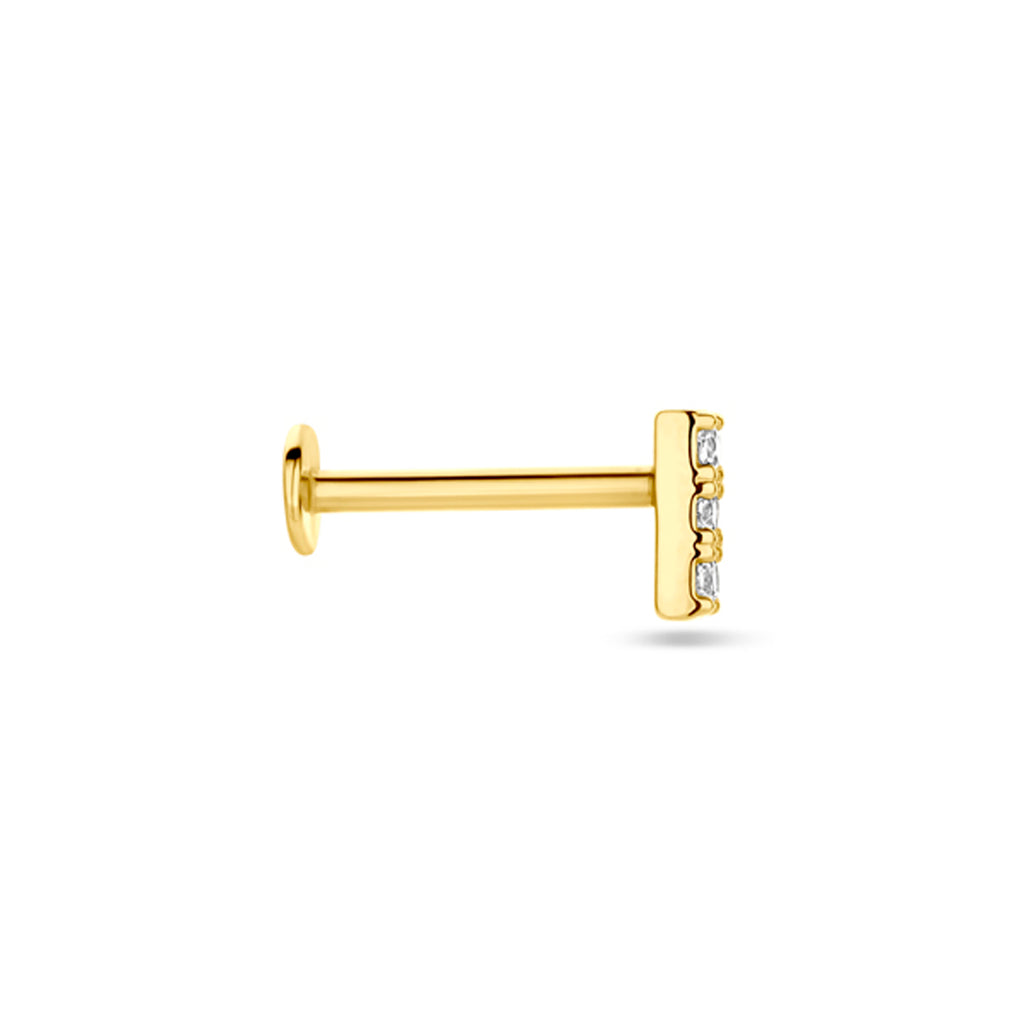 Luminelle - Helix Oorbel Zirkonia Piercing Flat Back 14K Geelgoud Zijkant