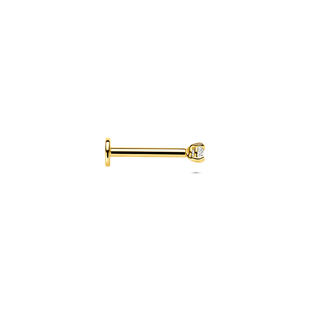Minetta - Gouden Piercing Zirkonia 14K Geelgoud - Dames Zijkant
