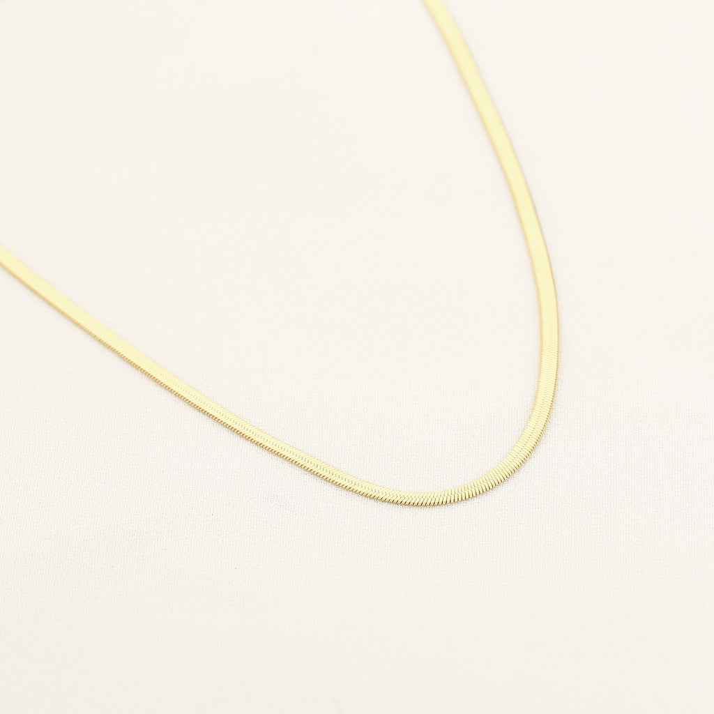 Ophelia - Flat Snake Ketting Goud - Stainless Steel 2