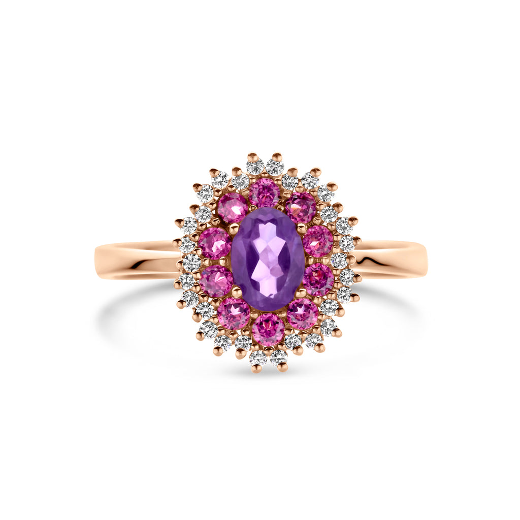 Rosalind - Ring Diamant Edelstenen 14K Roségoud - Dames Bovenkant