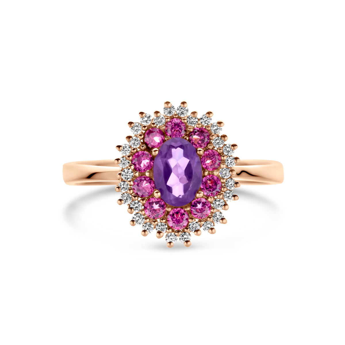 Rosalind - Ring Diamant Edelstenen 14K Roségoud - Dames Bovenkant