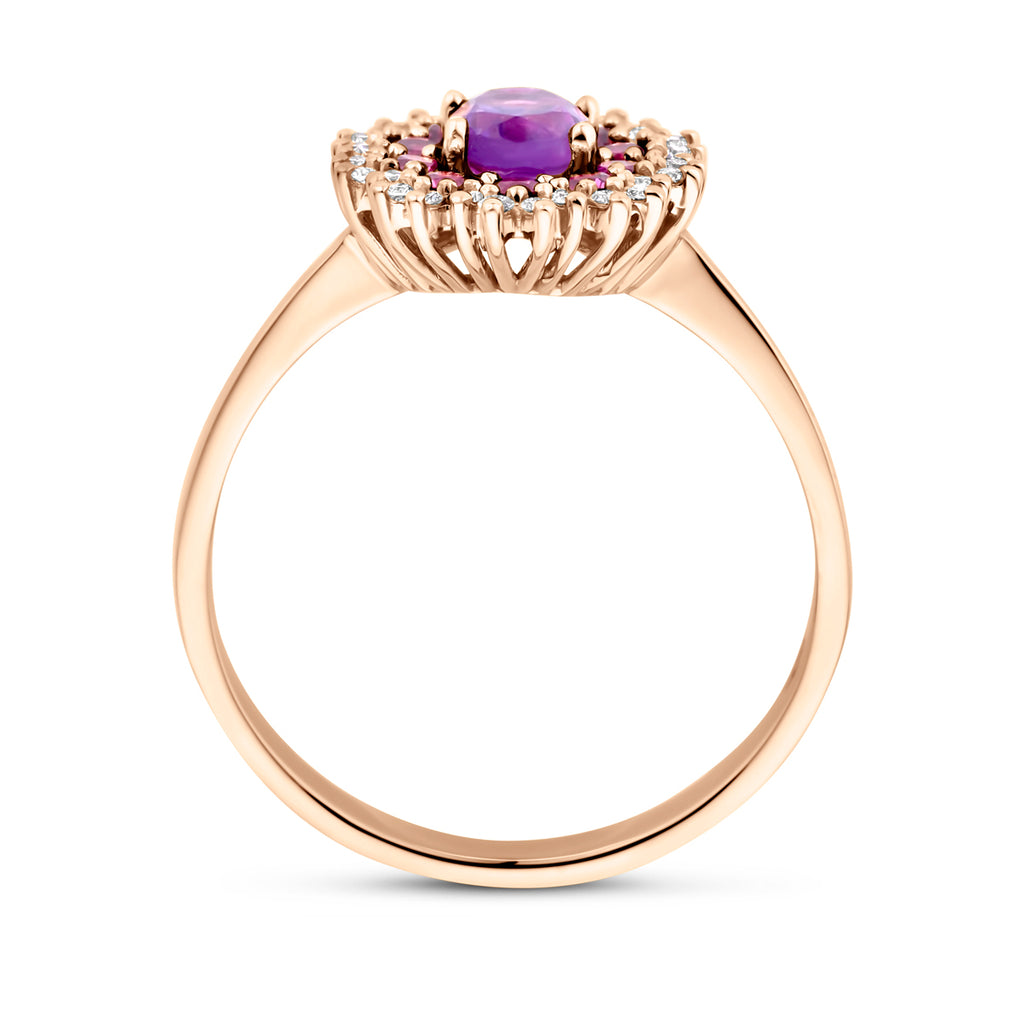 Rosalind - Ring Diamant Edelstenen 14K Roségoud - Dames Zijkant