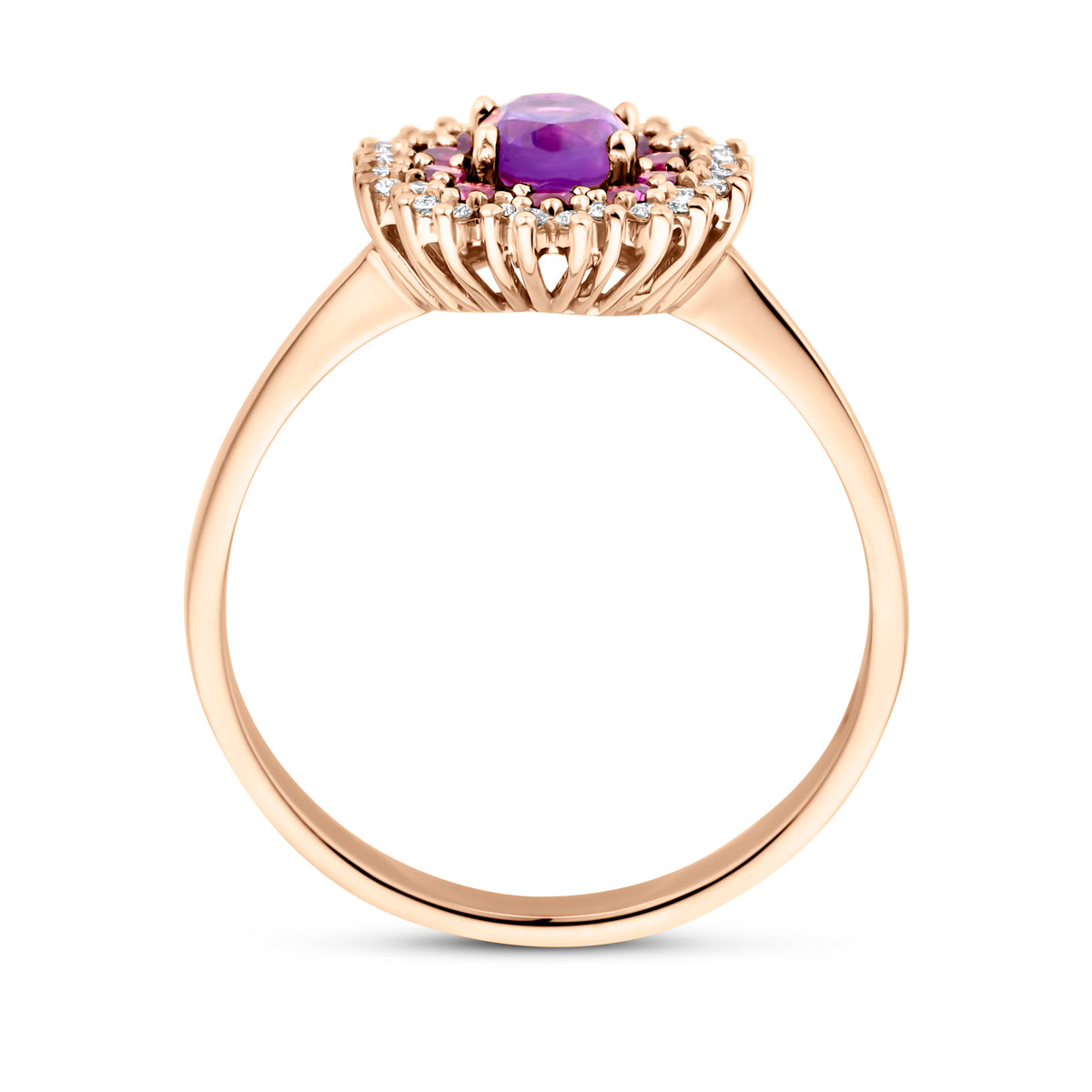 Rosalind - Ring Diamant Edelstenen 14K Roségoud - Dames Zijkant