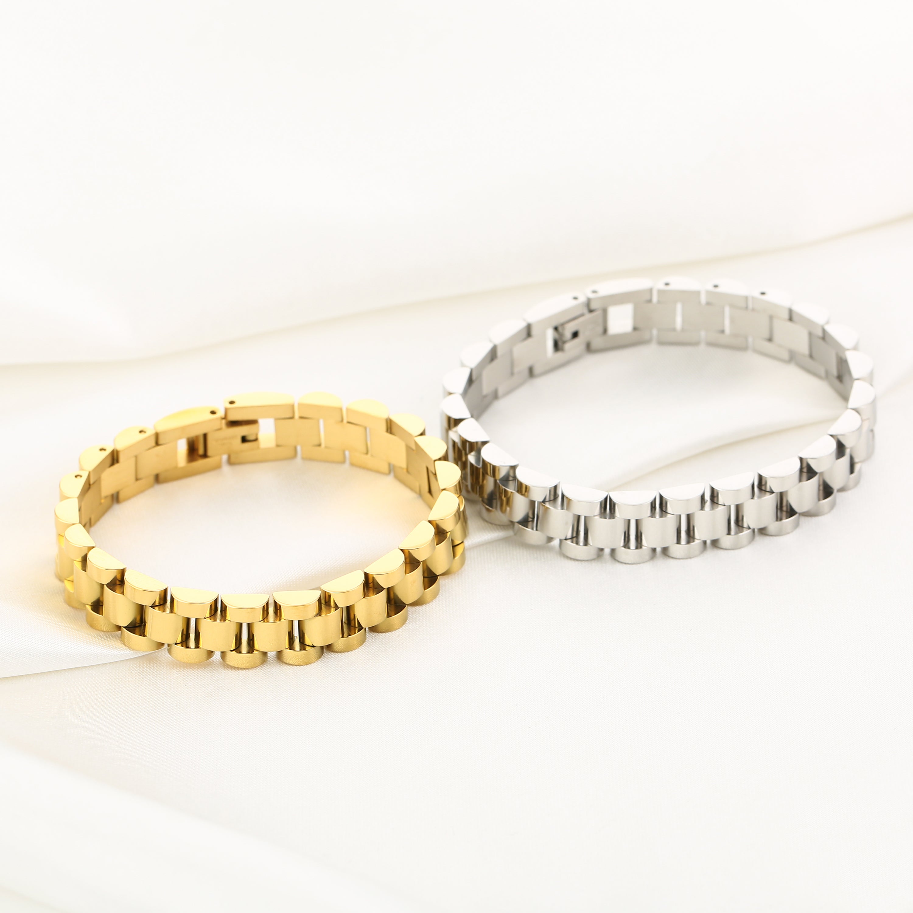 Royale - Zilveren en gouden Rolex Schakel Armband - Stainless Steel