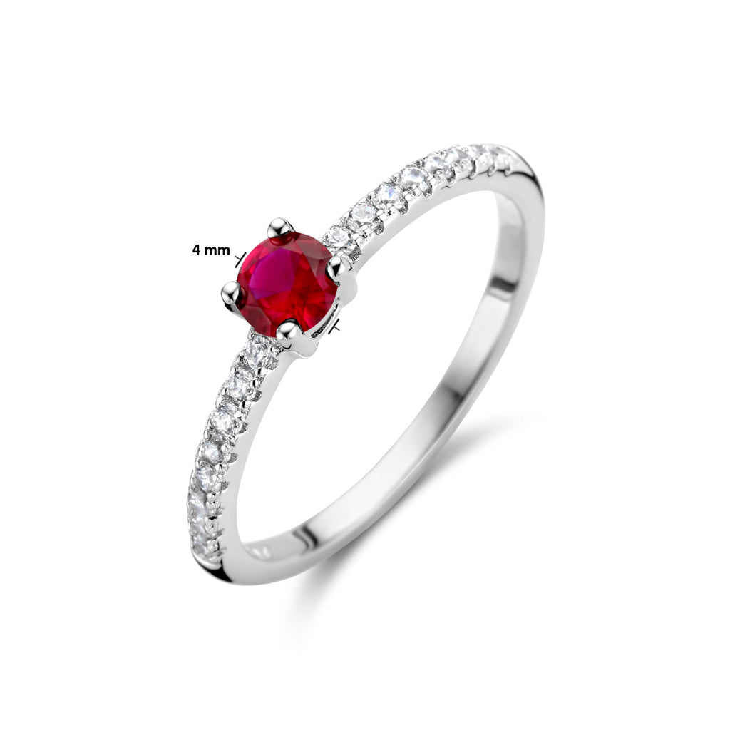 Ruby – Zirkonia Ring Rood – 925 Zilver Afmeting