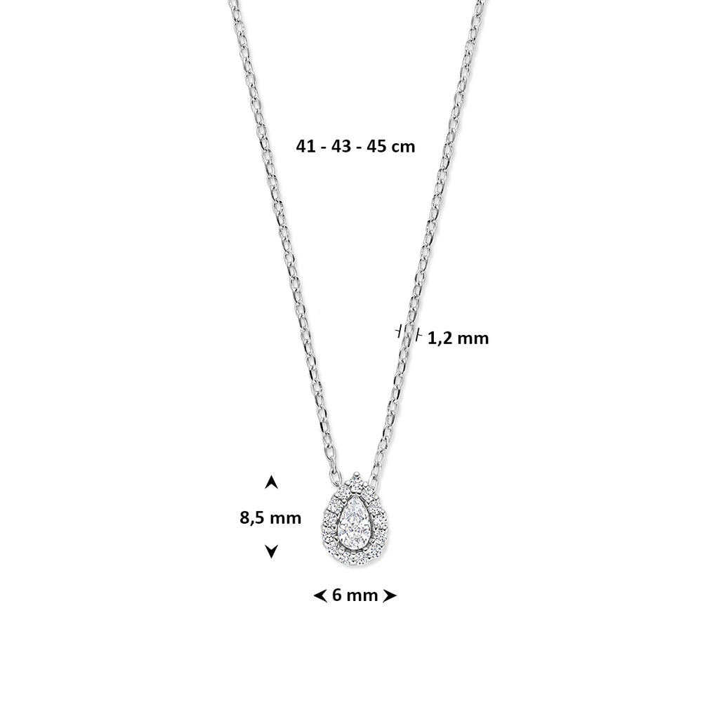 Saphira – Druppel Ketting – 925 Zilver Afmeting
