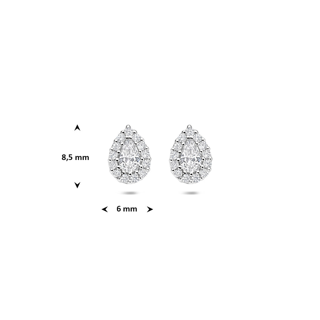 Saphira – Oorknoppen Peer – 925 Zilver Afmeting