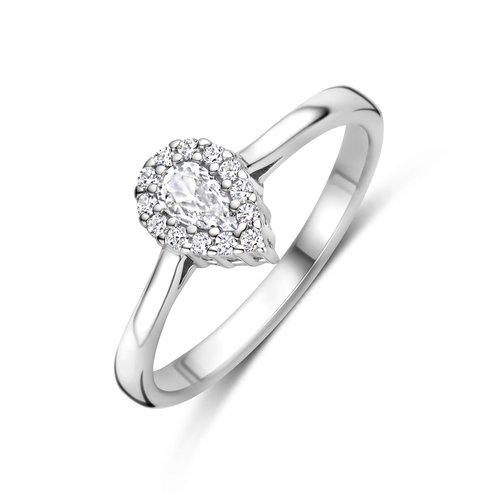 Saphira – Peer Ring – 925 Zilver Zirkonia