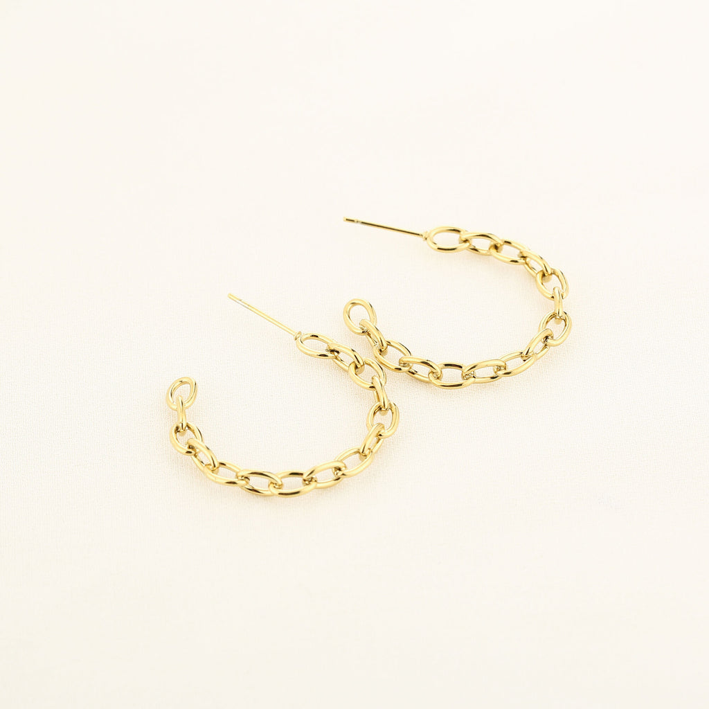 Serafina - Schakel Oorbellen Goud - Stainless Steel 2