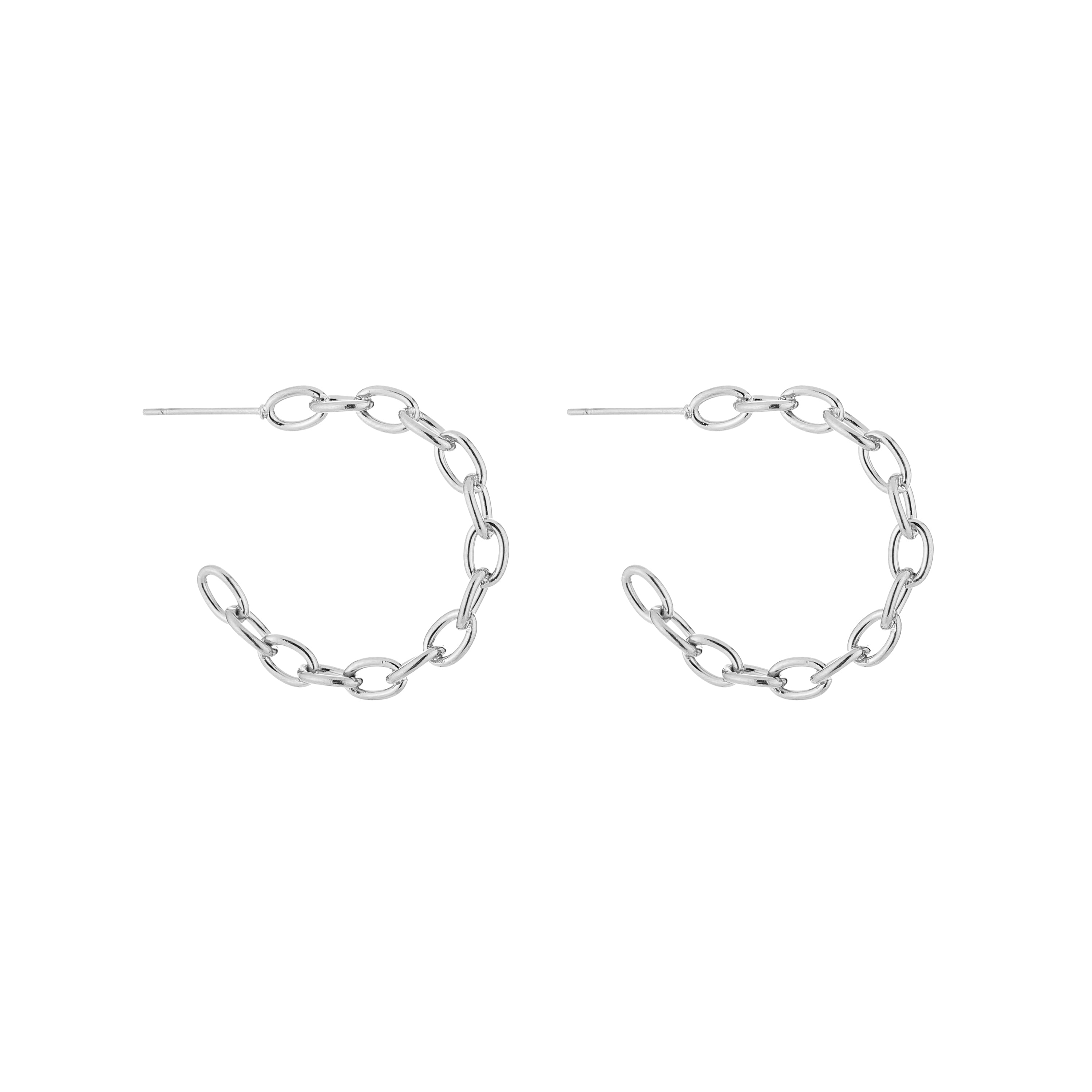 Serafina - Schakel Oorbellen Zilver - Stainless Steel