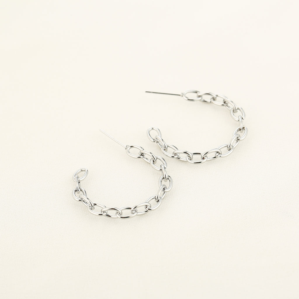 Serafina - Schakel Oorbellen Zilver - Stainless Steel 2