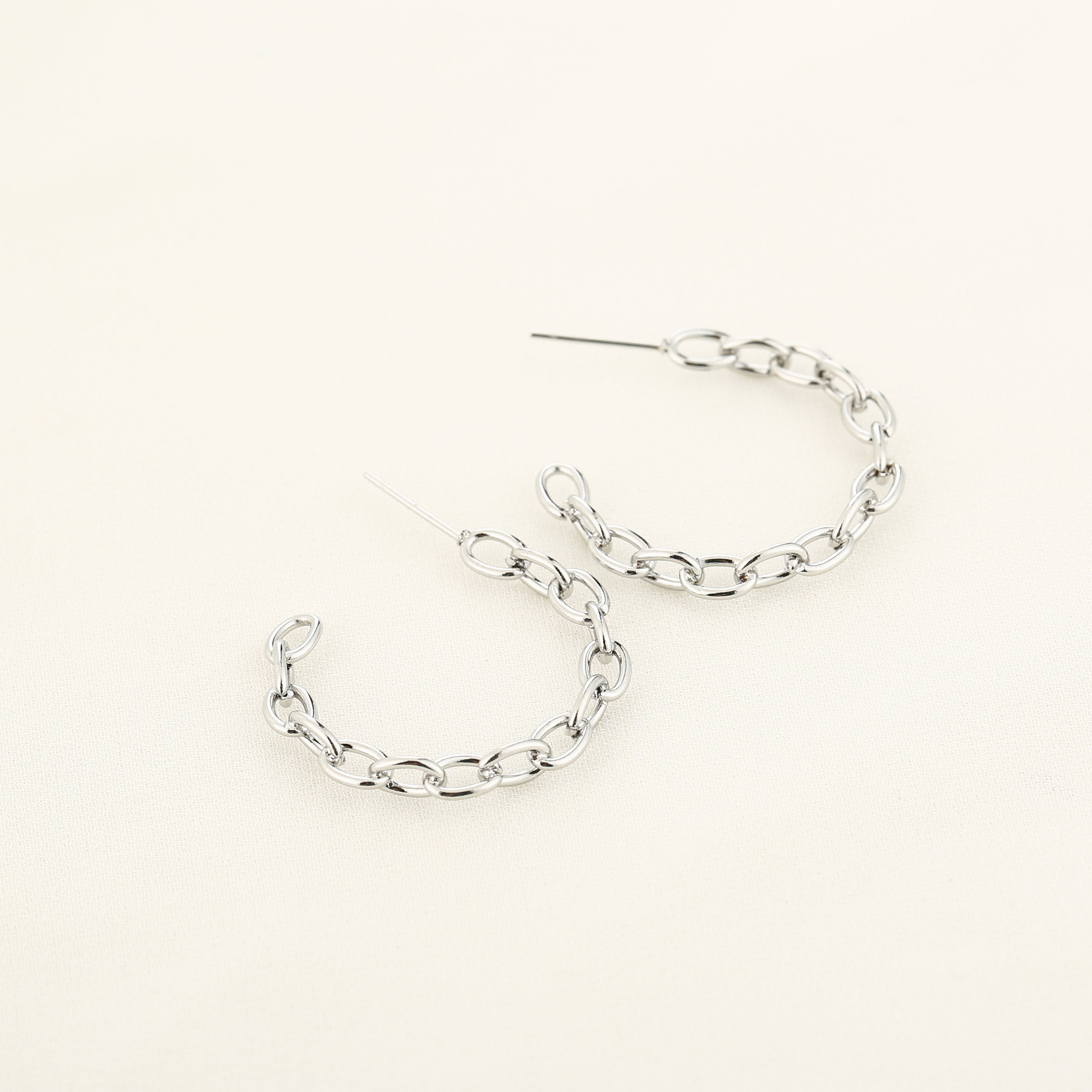 Serafina - Schakel Oorbellen Zilver - Stainless Steel 2