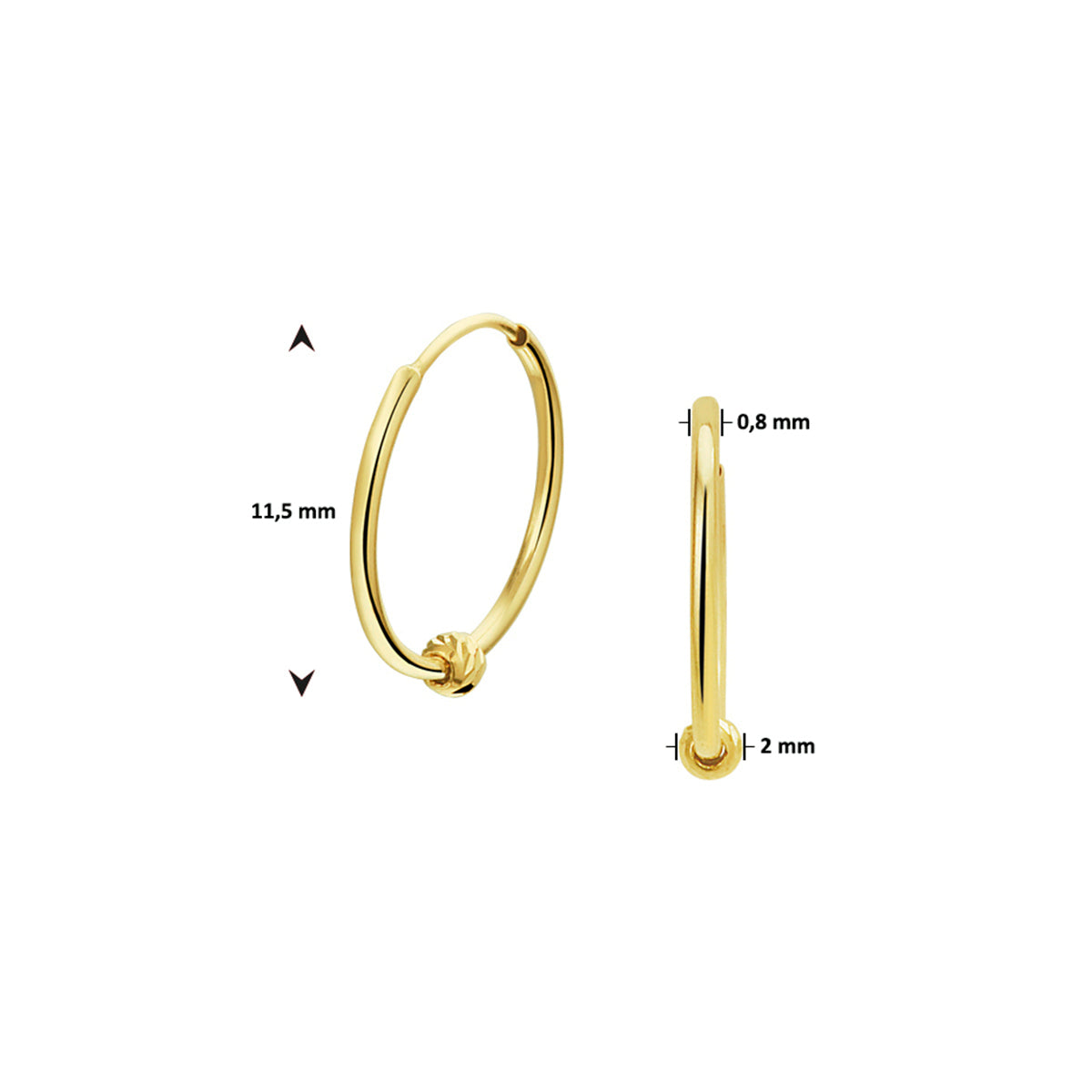 Stellina - Gouden Bolletjes Oorringen 14K Geelgoud - Dames Afmeting