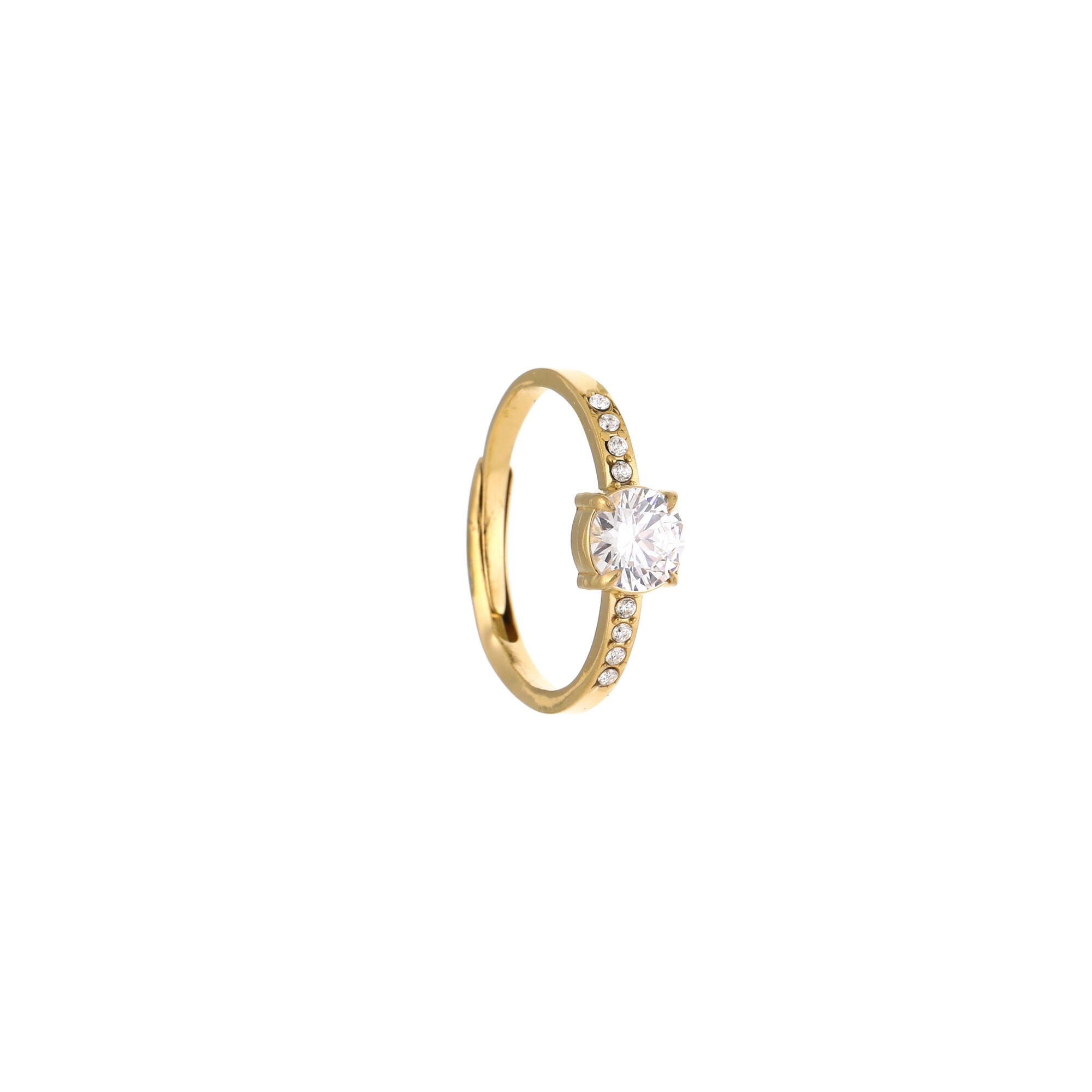 Victoria - Gouden Zirkonia Ring - Stainless Steel