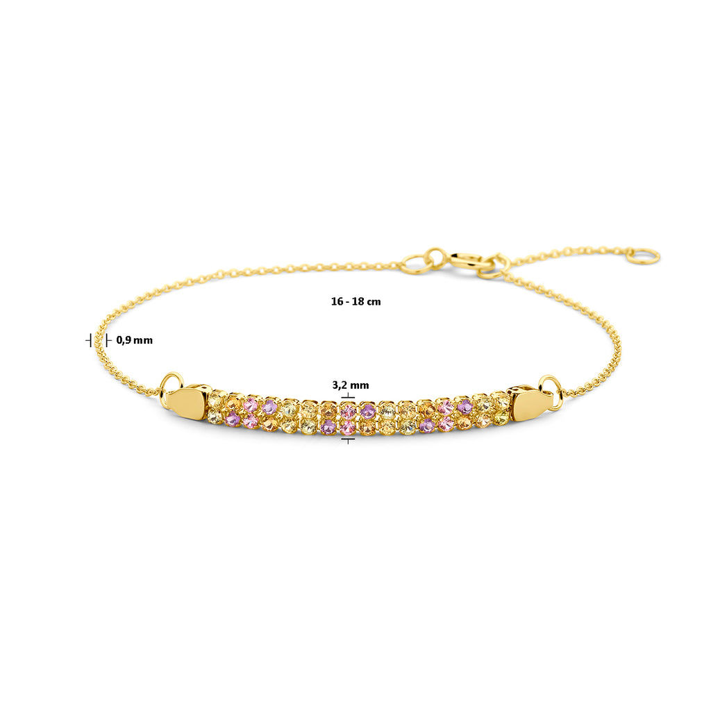 Viviana - Armband Kleurstenen - 14K Geelgoud Afmeting Roze