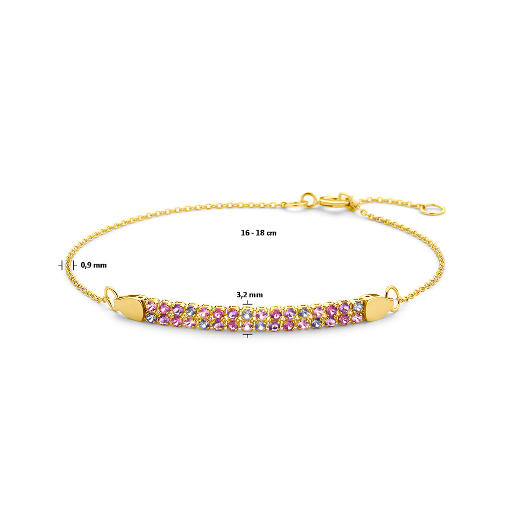 Viviana - Armband Kleurstenen - 14K Geelgoud Afmetingen