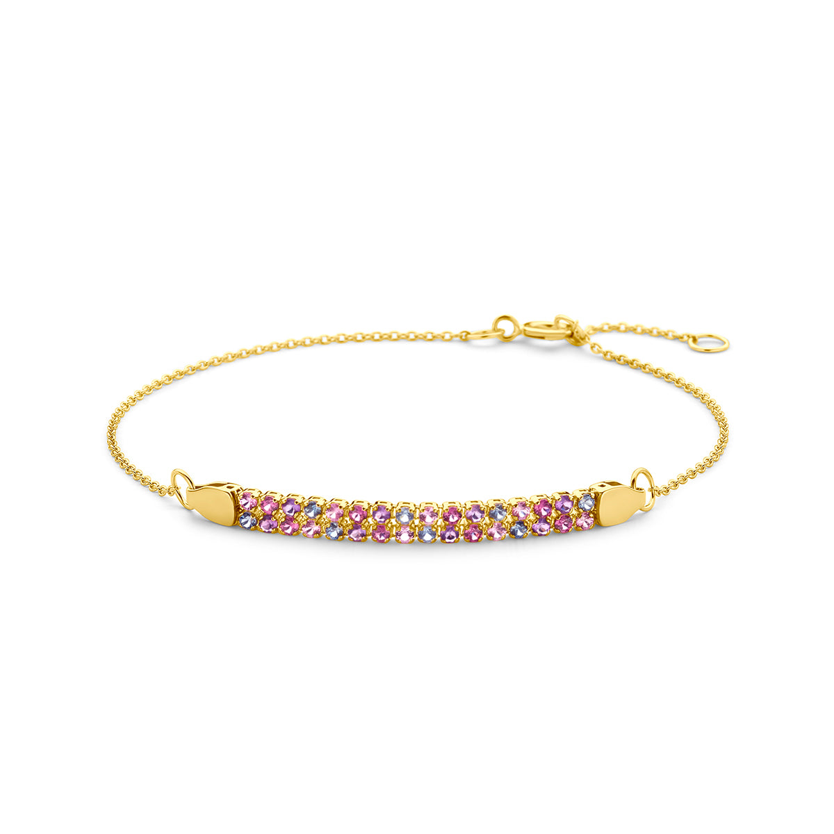 Viviana - Armband Kleurstenen - 14K Geelgoud Paars/Blauw