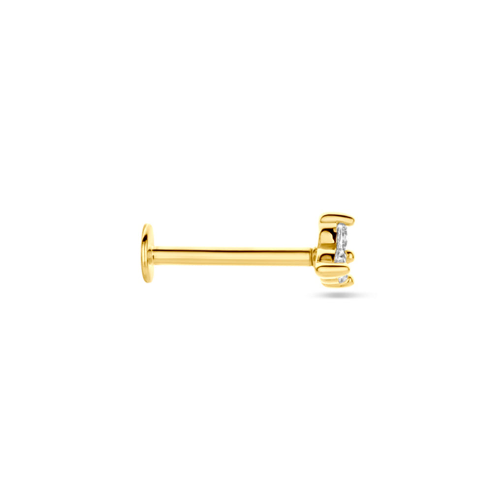 Zirexa - Gouden Helix Oorbel 14K Geelgoud - Zirkonia 3.5mm Zijkant