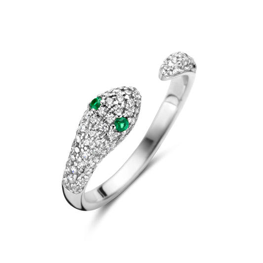 Ring slang groen en wit zirkonia