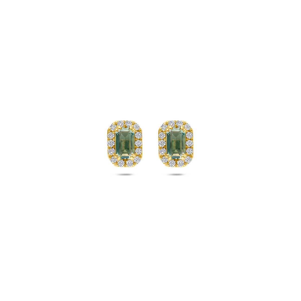 Azurina - Oorknoppen met Amethist en Diamant - 14K Geelgoud