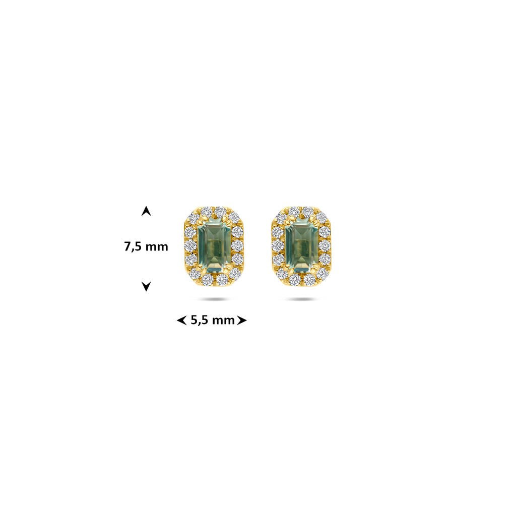 Azurina - Oorknoppen met Amethist en Diamant - 14K Geelgoud