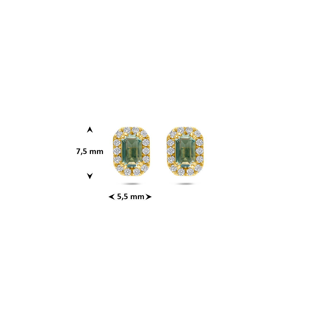 Azurina - Oorknoppen met Amethist en Diamant - 14K Geelgoud