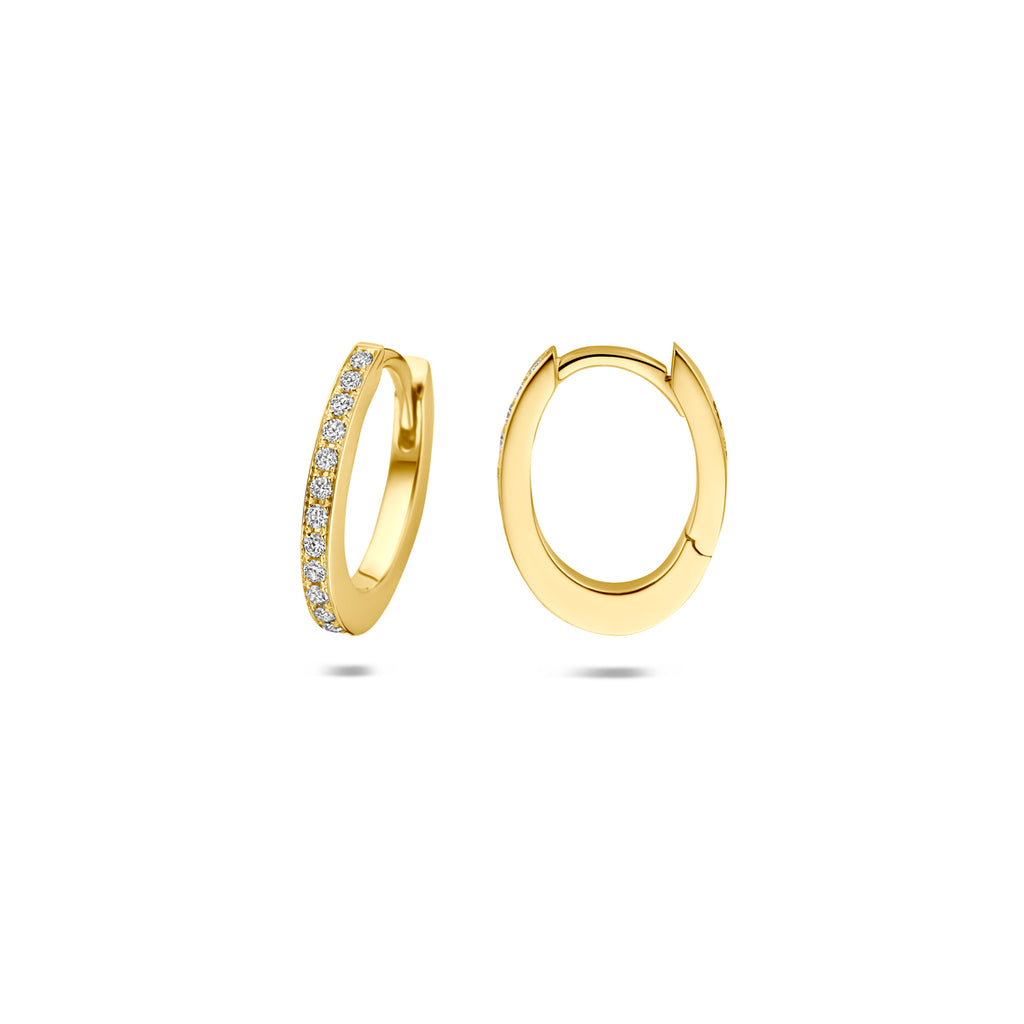 Diamavella - Gouden Klapoorbellen met Diamant - 14K Geelgoud