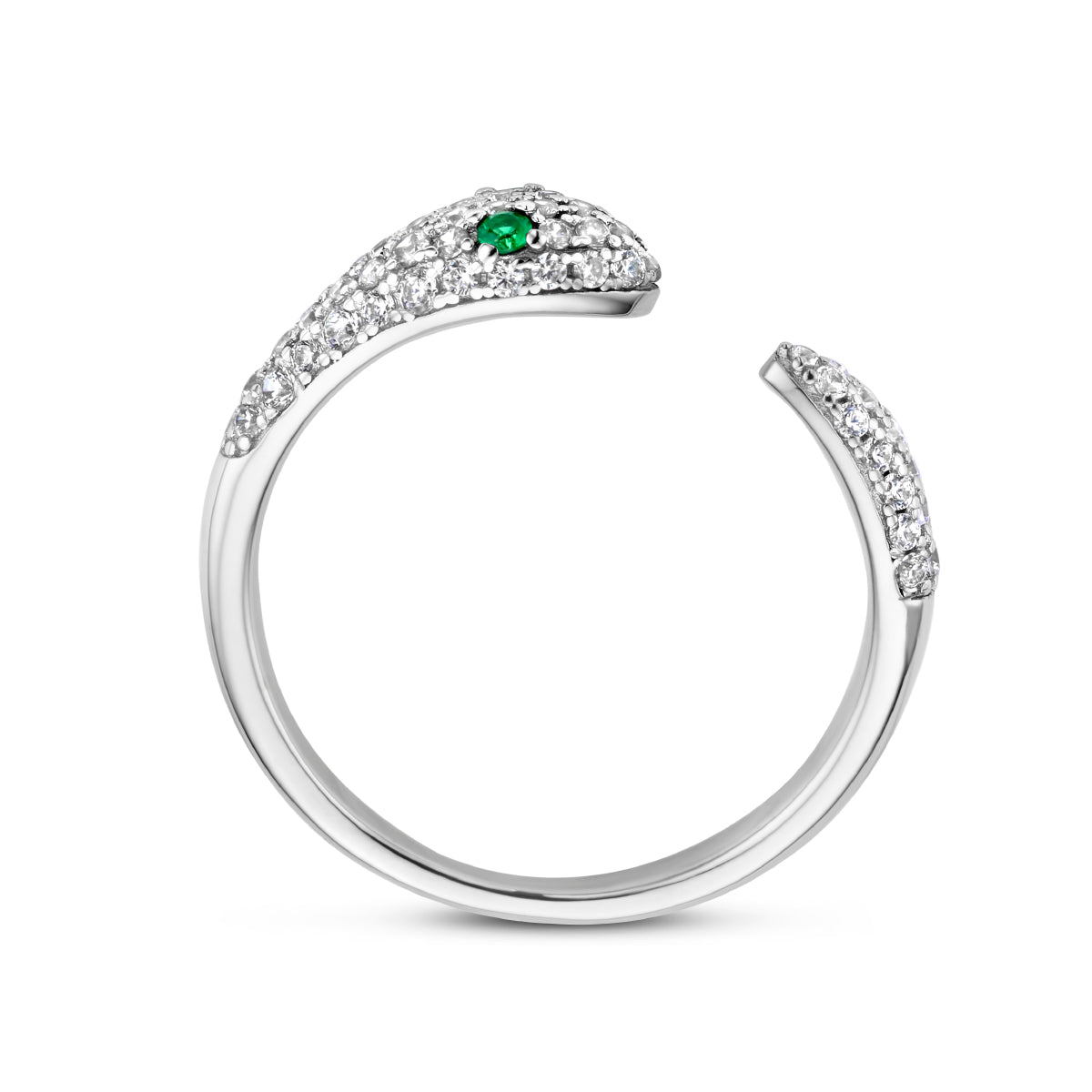 Ring slang groen en wit zirkonia